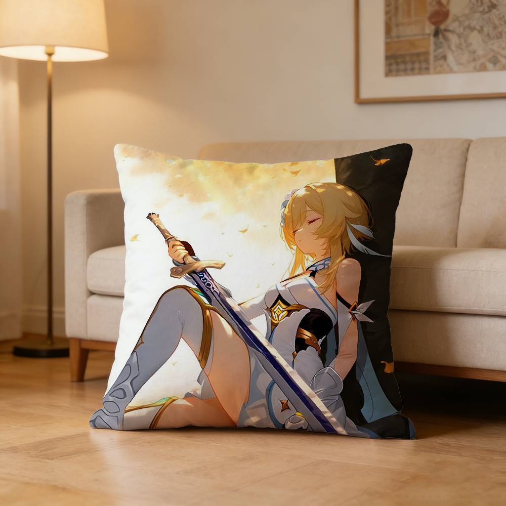 G-Genshin Lumine Impact Pillow Case Cushion Cover Throw Pillow Case For Car Sofa