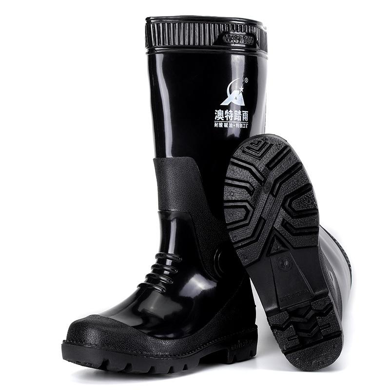 Новые высокие сапоги-трубы мужские черные длинные сапоги-трубы с защитой от дождя для воды