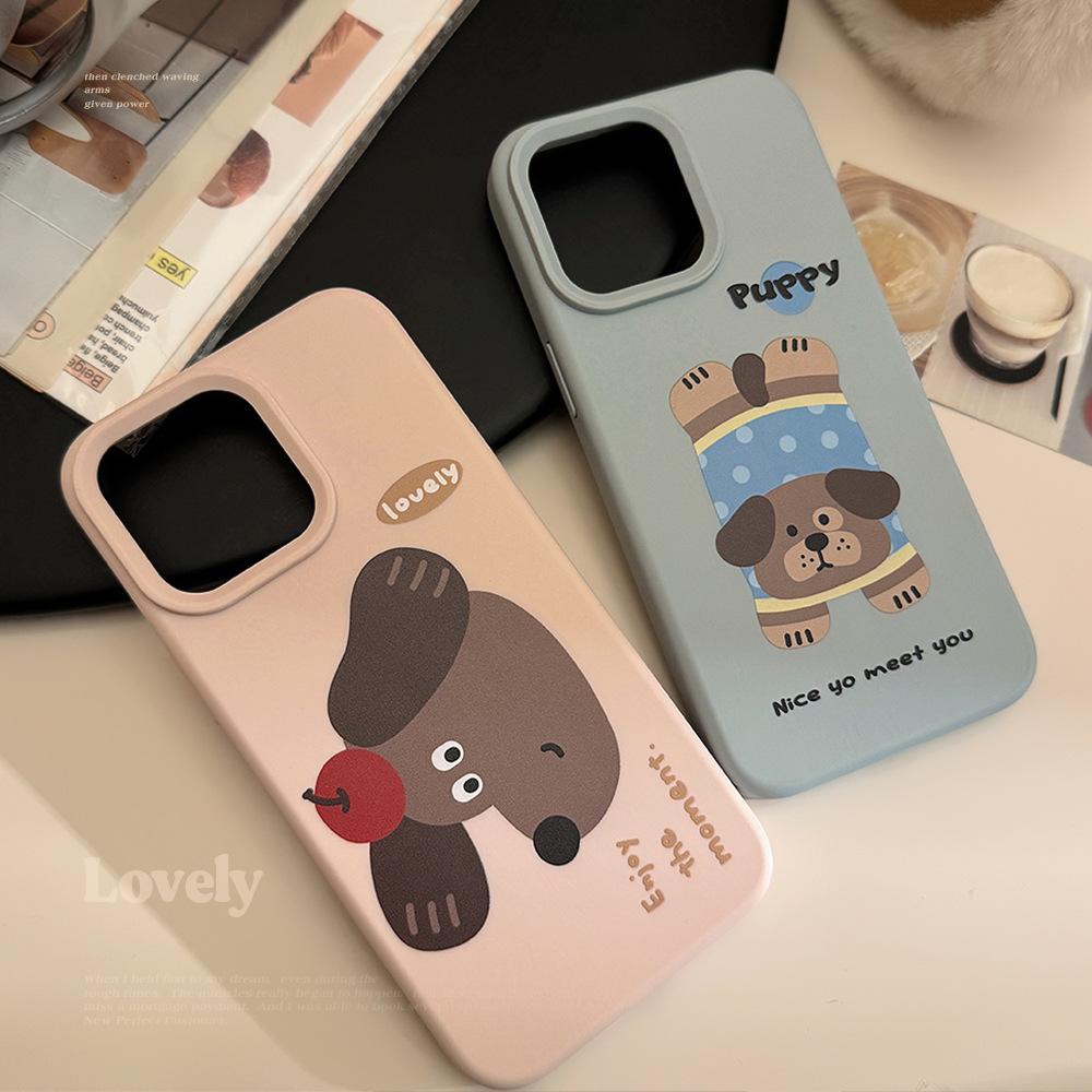 Niche IPhone17pro Max Mobile Phone Case Apple Fun Ins Wind Puppy 14 Suitable for 15 Silicone
