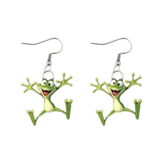 Серьги-подвески с лягушкой, 2D акриловые серьги с подвеской в виде лягушки, мультяшные серьги с животными, подарок для друзей или любителей лягушек