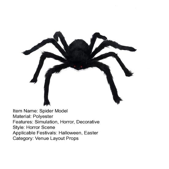 Хэллоуин Модель Паука Шутка Страшный Большой Черный Паук Украшение Трюк Игрушка Сцена Макет Реквизит Ужас Огромный Паук