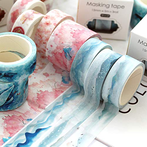 YUBBAEX 3 volumes masking tape Japanese style printing Super cute style Thin Can be used for gift wrapping, DIY crafts, notebook decoration (Lace