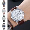 Menh Quartz Watch Round Dial Faux Leather Adjustable Strap No Delay Time-checking High Accuracy Wristwatch Business Commute Timepiece