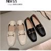 Одинарная обувь женская на плоской подошве 2025 новая весна туфли Doudou универсальные в британском стиле ретро маленькие кожаные туфли лоферы на одной педали