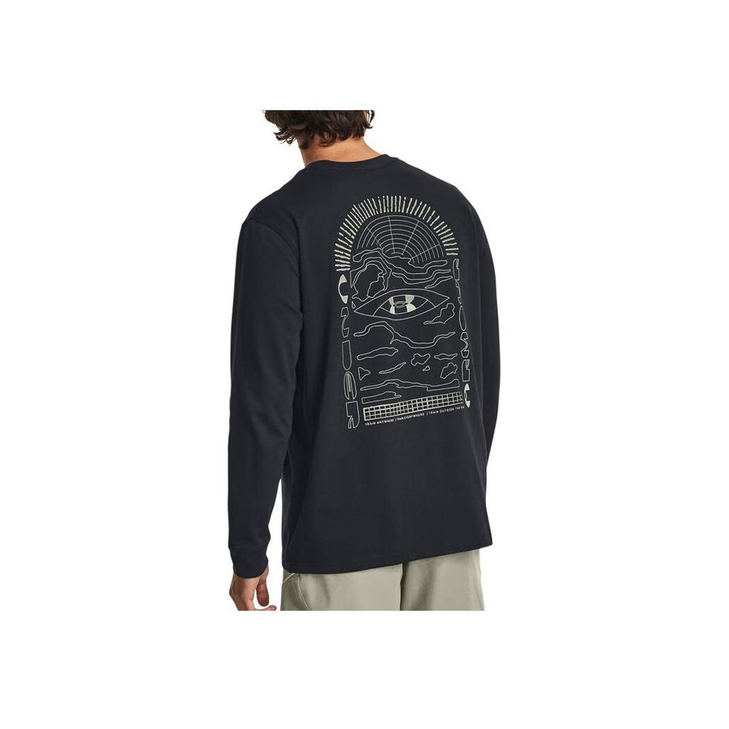 Under Armour Anywhere Back Logo Graphic Print Training Long Sleeve T-Shirt Men Tops Black 1381044-001