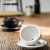 Zetian Cup Ceramic Coffee Mug with Saucer Set Professional Latte Art Steaming Pitcher Embossed