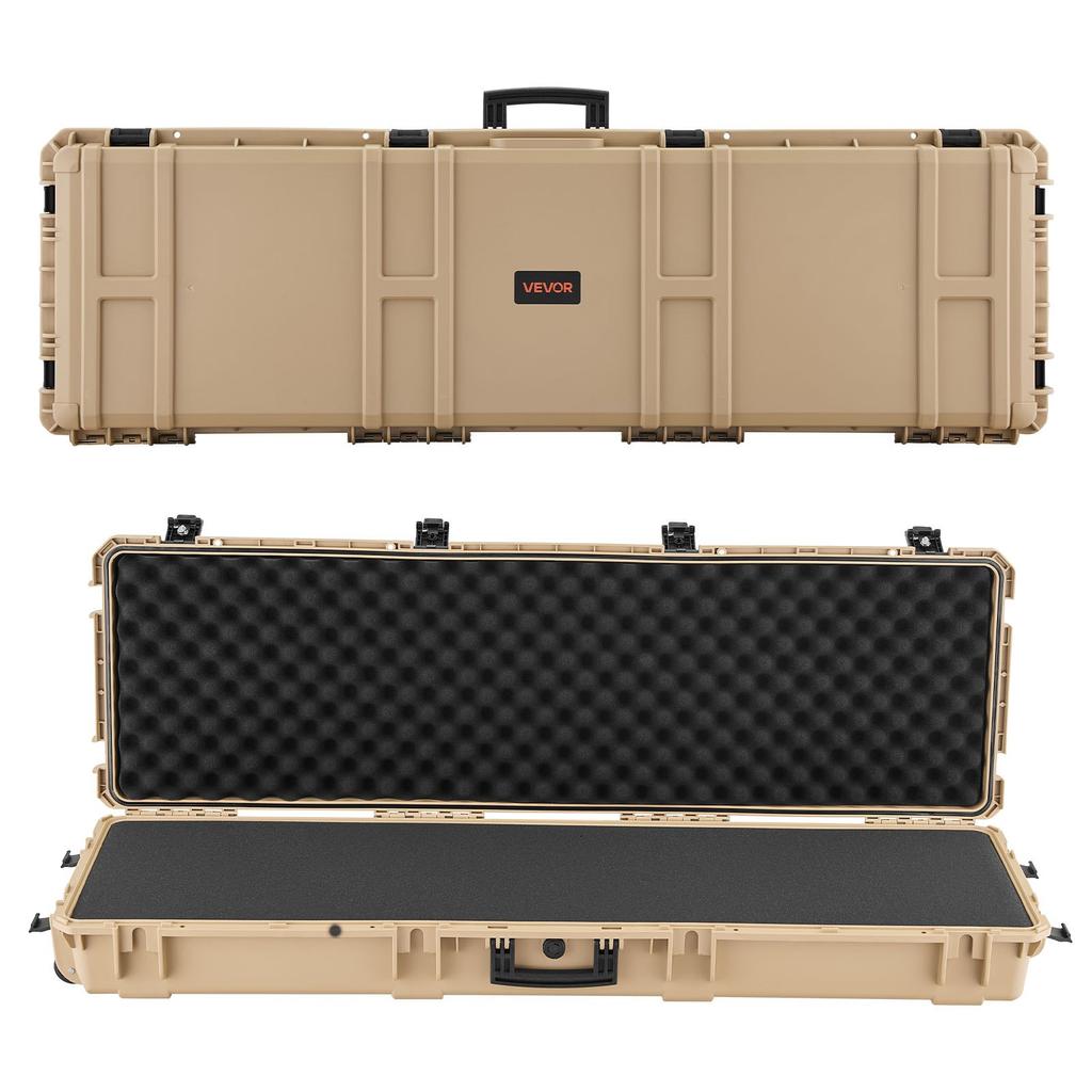 VEVOR Hard Rifle Case, Lockable Rifle Case with Pre-cut Foams, 139.1 cm Gun Storage with Wheels