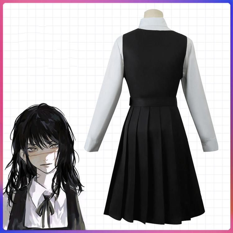 Anime Chainsaw Man ASA MITAKA Women Cosplay Costume Wig Tattoo Stickers JK School Uniform War Devil Dress Shirt Socks Tie Season 2
