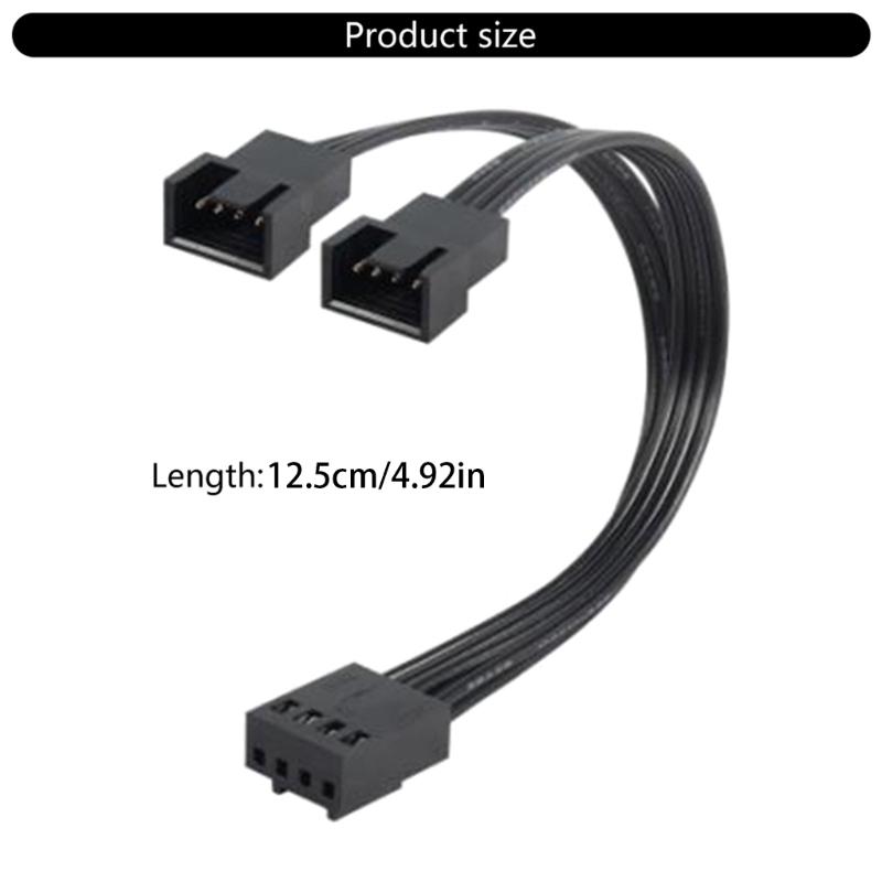 4Pin Fan Extension Cable 1 to 2 4Pins PWM Splitter for PC Motherboard, 13cm Total Length, Durability Designing