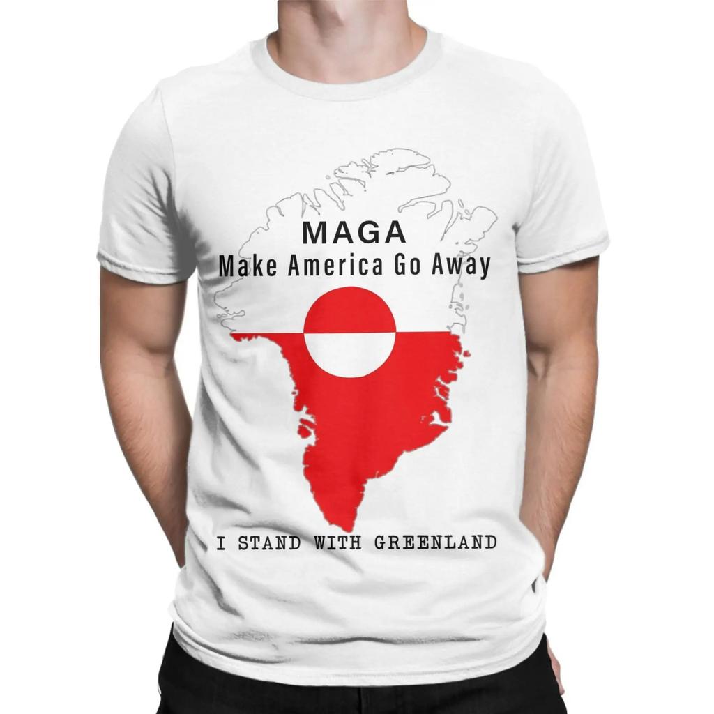 MAGA Make America Go Away Я поддерживаю Гренландию Футболка для мужчин Смешная 100% Хлопок Футболка С круглым вырезом С коротким рукавом Футболка Одежда