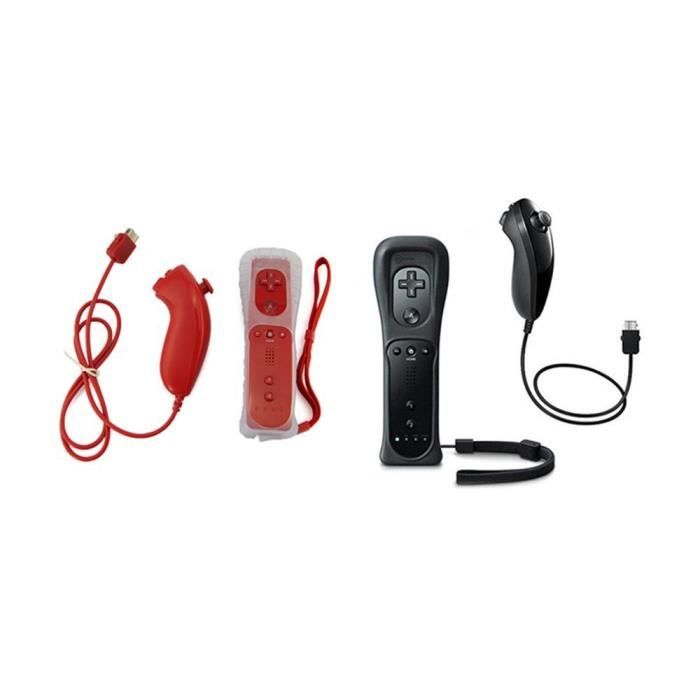 2 контроллера Wii Motion + 2 красно-черных нунчака
