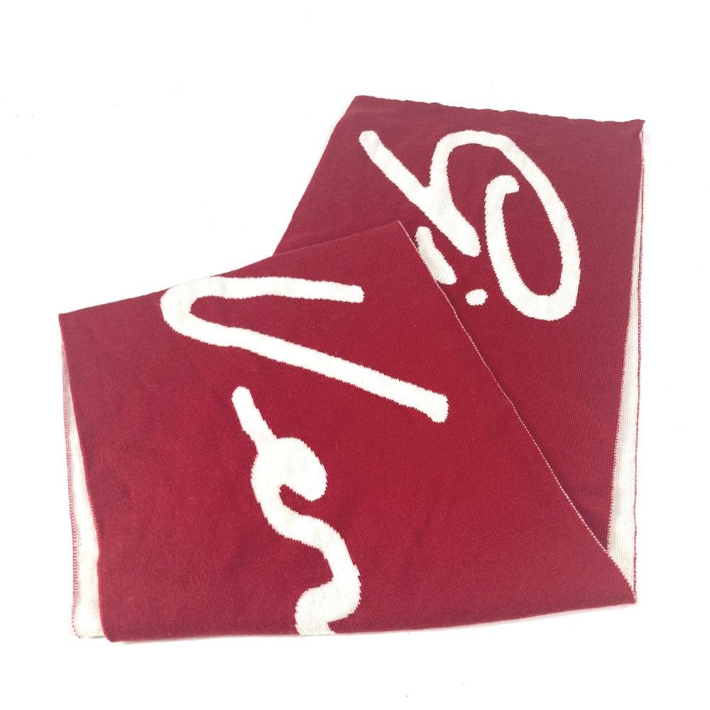 VERSACE Logo Bicolor Scarf wool Red/White
