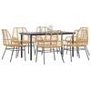 VidaXL Garden Dining Set 7pcs Brown Rpoly Otin Glass, Outdoor Dining Set, Garden Dining Furniture 3334545