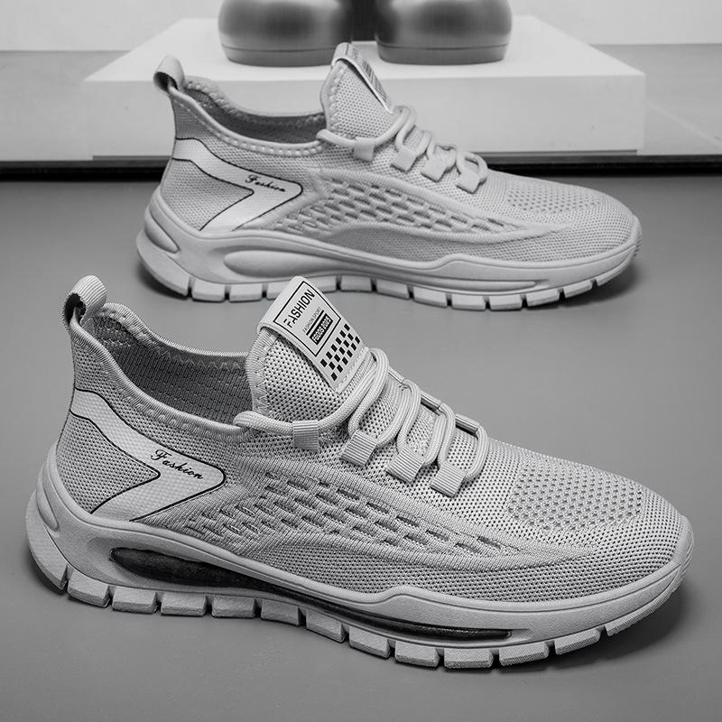 2025 Spring Men's Shoes New Mesh Fashionable Comfortable and Convenient One-pedal Leisure Sports Youth Lace-up Trendy Shoes