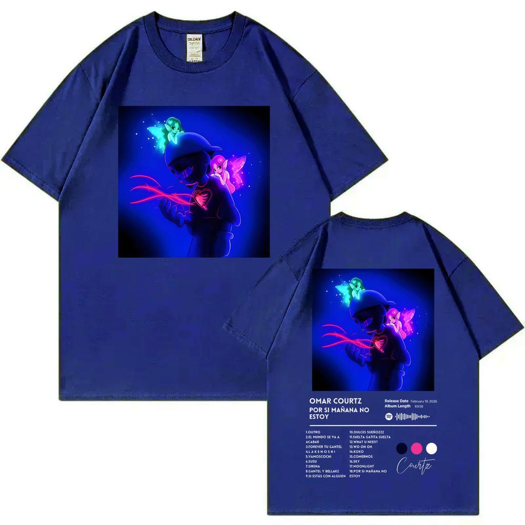Singer Omar Courtz Double Sided Print Tshirt Por Si Mañana No Estoy Album Poster Graphic T Shirts Unisex Casual Cotton Tshirts