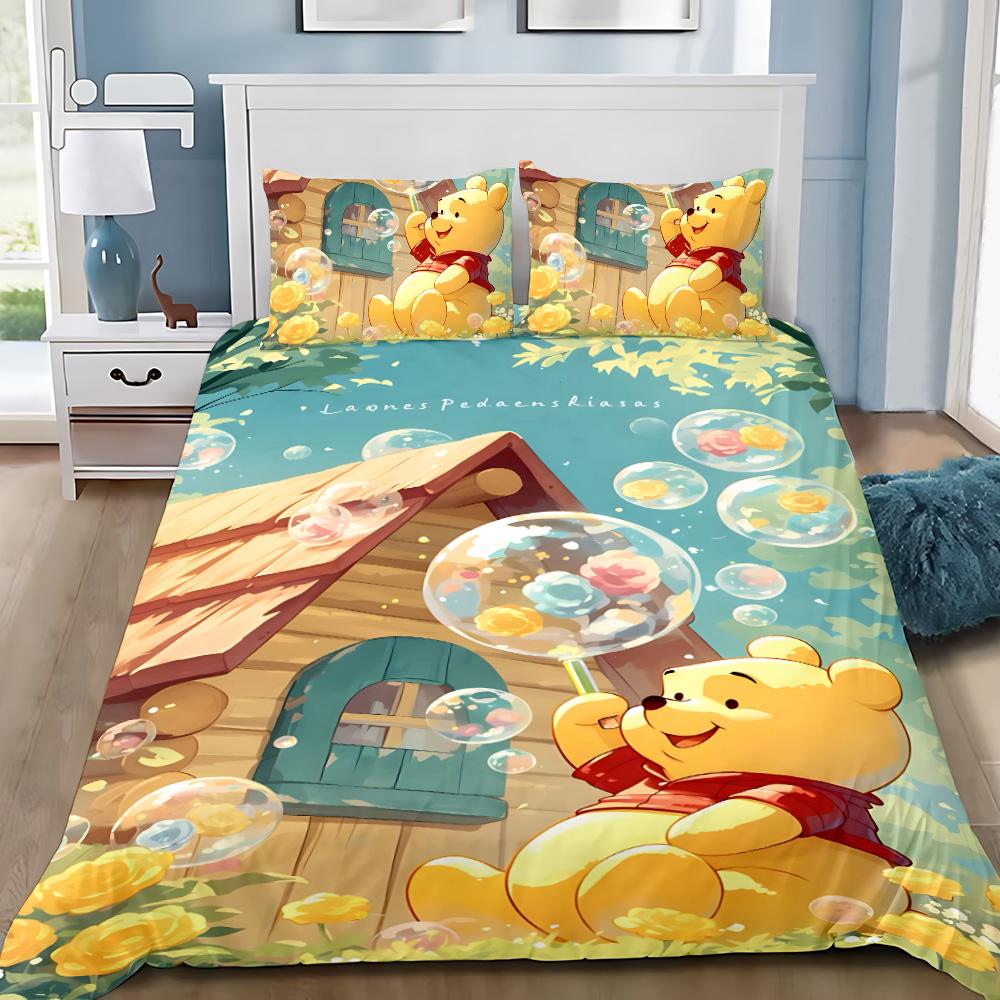 Winnie the Pooh Duvet Cover Pillowcase Adult Boy Girl Bedding Set Bedroom Decoration Children Gift Single Double Large