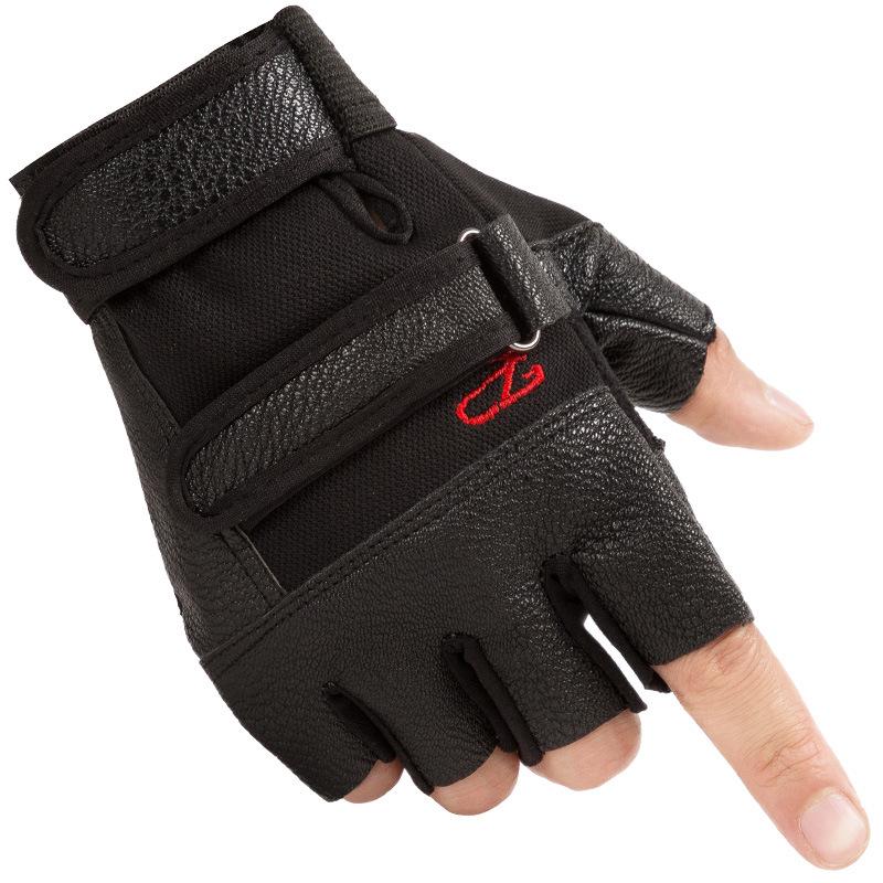 Half Finger Leather Gloves Men and Women Outdoor Sports Cycling Fitness Mountaineering Cross-Fighting Wild Motorcycle Leather Gloves