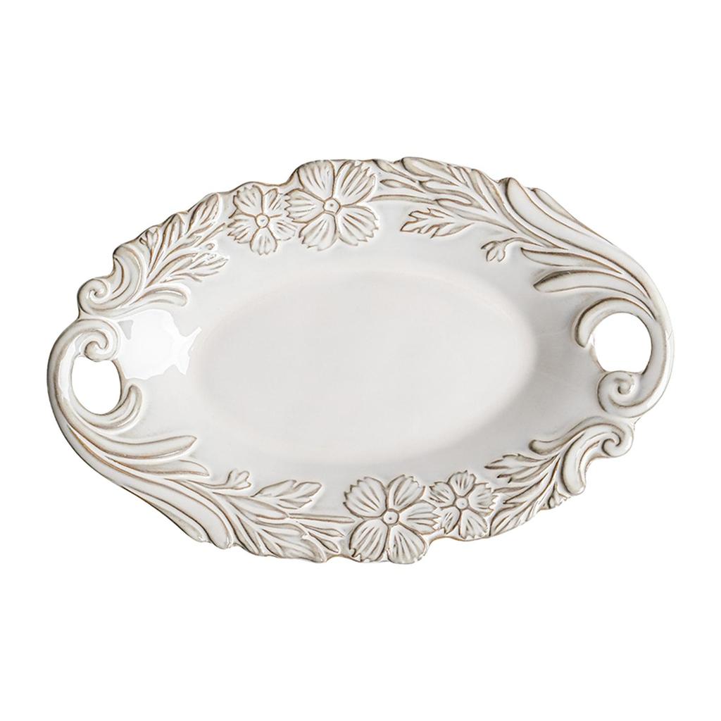 Vintage Relief Palace Style Tableware Ceramic Dinner Plate Ceramic Plate Vintage Style Decoration European Dessert Shallow Dish