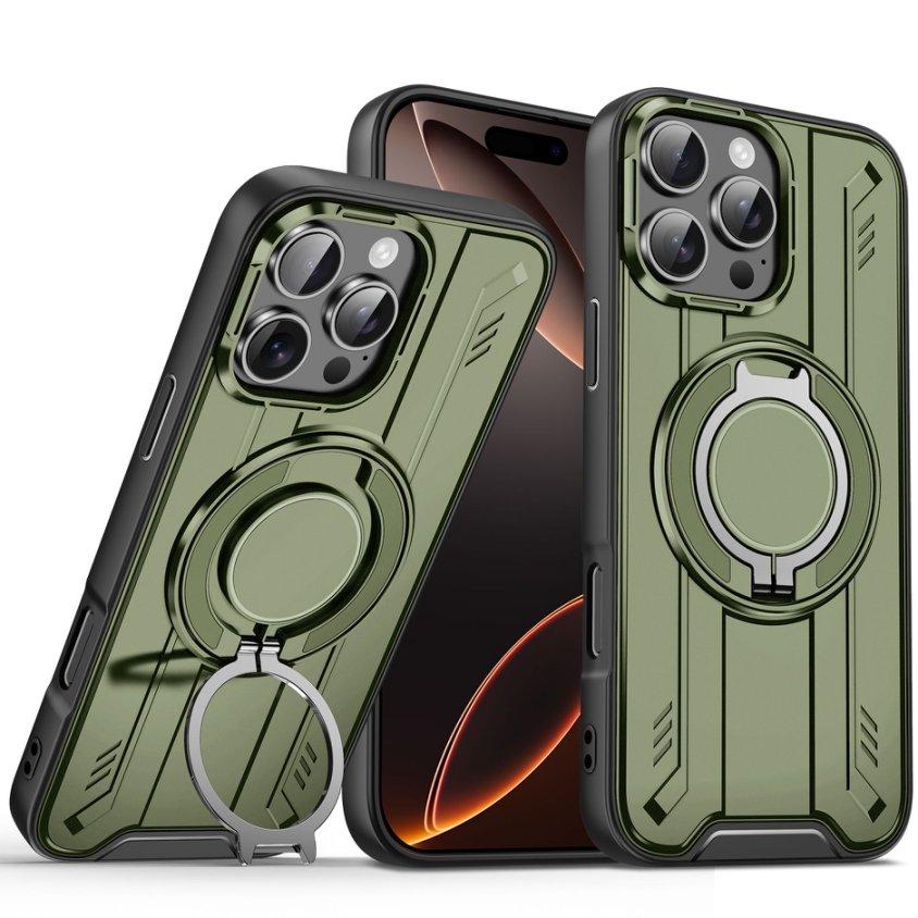 Металлический чехол-подставка с кольцом 360° с магнитной функцией для IPhone 16 15 14 11 13 12 Pro Max Plus Magsafe для беспроводной зарядки, бронированный противоударный чехол