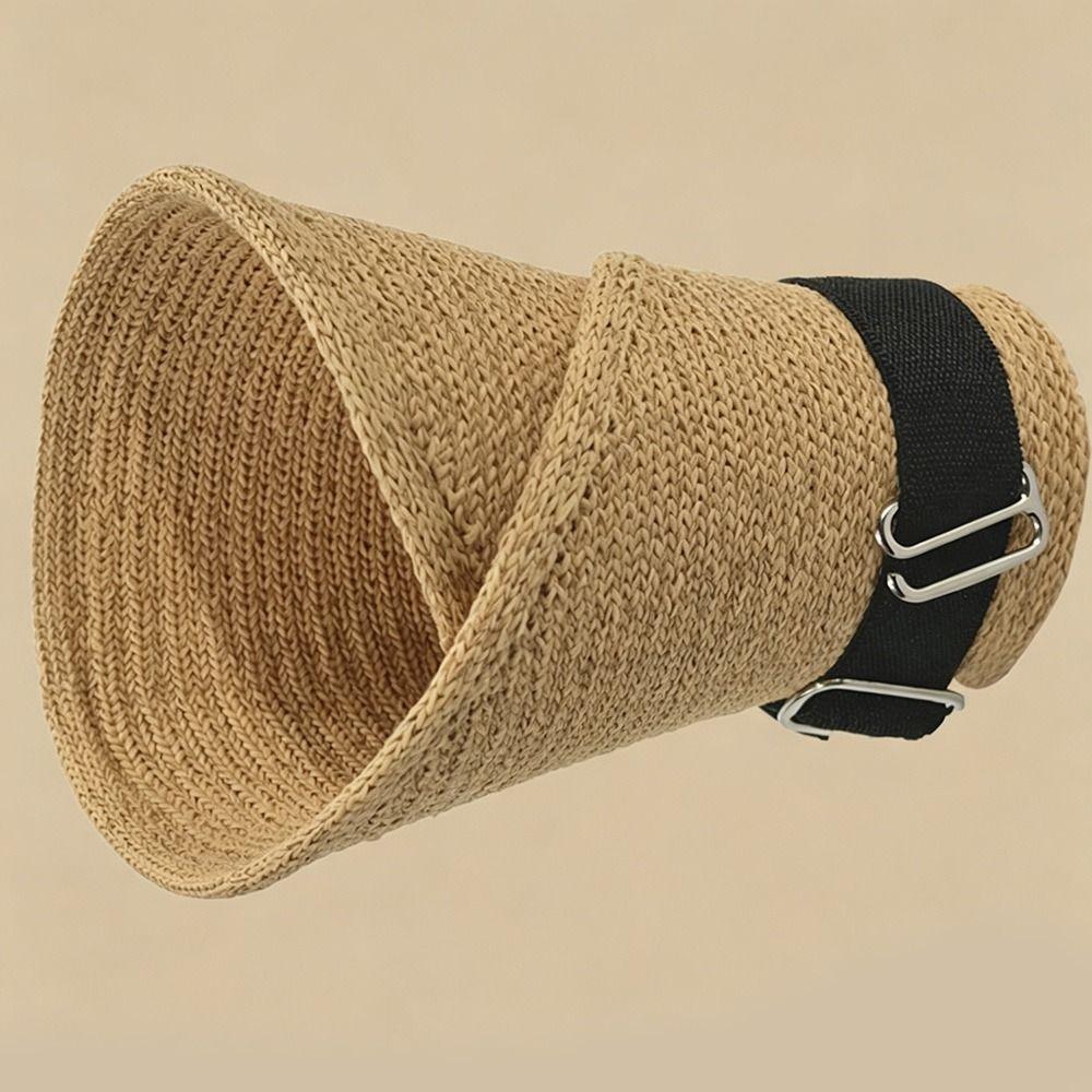 Anti-UV Summer Visors Hat Raffia Beach Straw Hats Fashion Empty Top Hat for Woman