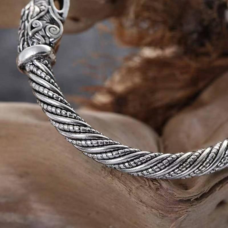 Крутой мужской браслет-манжета в виде головы волка в стиле норвежского викинга для мужчин
