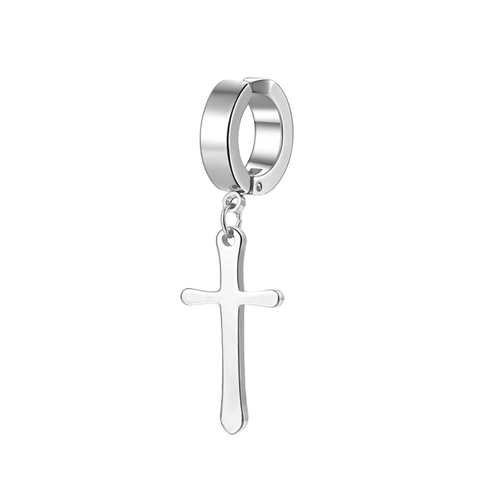 Stainless Steel Women Elegant Non-Piercing Earring Cross Clip Earring Men Ear Cuff Fashion Jewelry