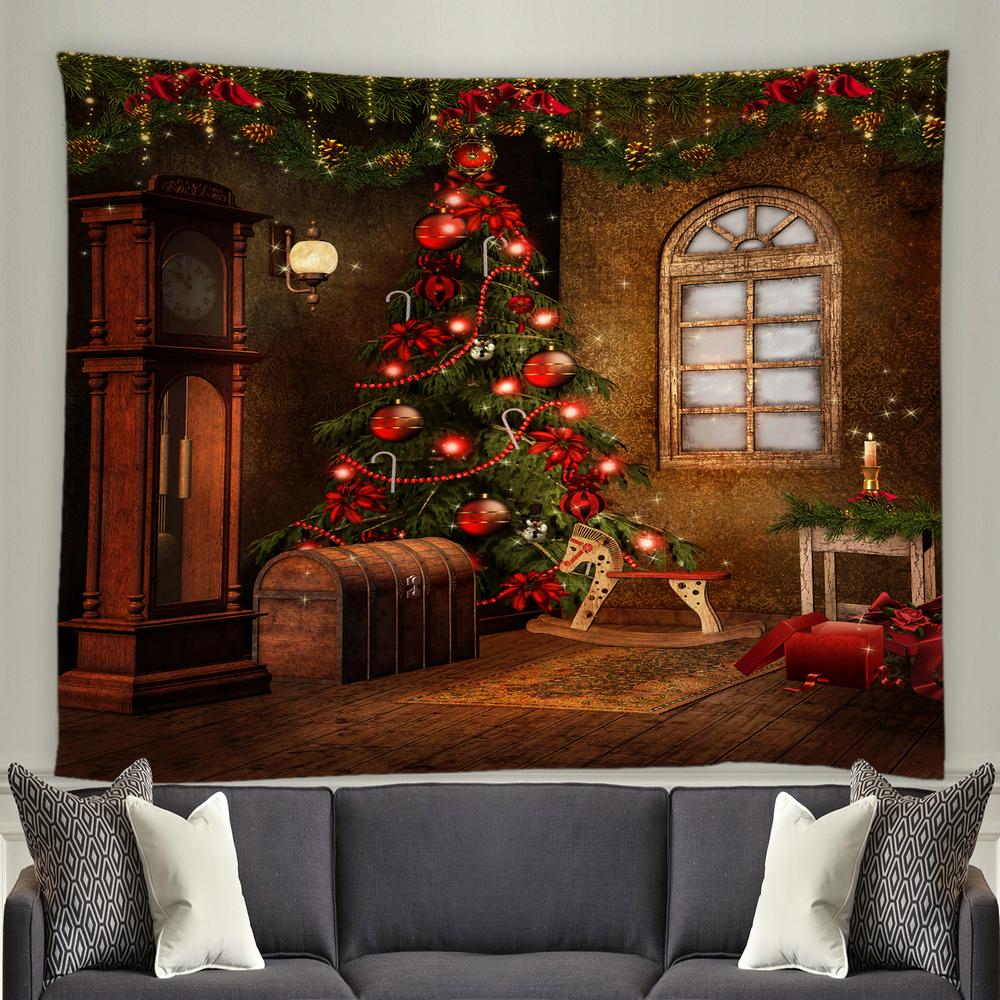 С Рождеством Санта-Клаус, Рождественская елка, камин, гобелен с принтом, украшение для дома, гостиной, спальни, стены, гобелен