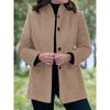 Autumn Winter Stand Collar Single Breasted Wool Outwear Women Loose Casual All-match Coat Solid Cardigan Top