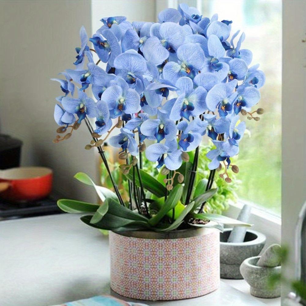 6 PCS Real Look Long Stem Artificial Flowers Faux Orchid Velvet Orchids 97cm Orchids Artificial Flowers for Tall Vase for Home Wedding Decoration