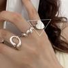 Korean S925 Silver-Plated Three-Layer Retro Hip-Hop Stacking Ring for Women