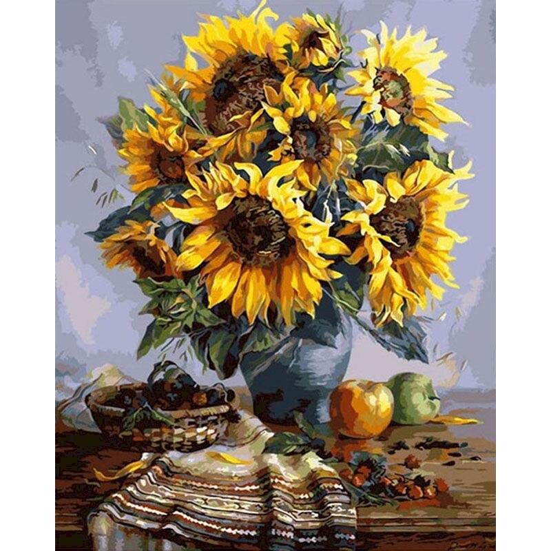 5D DIY Diamond Painting Sunflower Vase Diamond Mosaic Embroidery Flower Needlework Personalized Gift Decoration Home