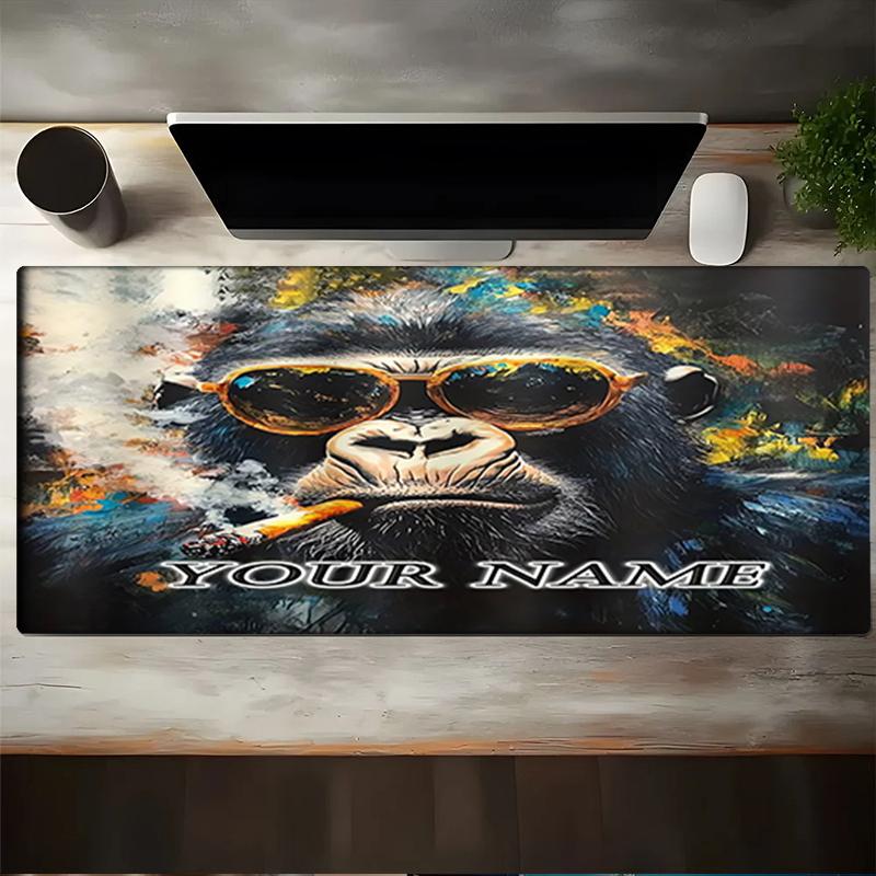 1PC Custom Name Gorilla Sunglasses Cigarette Mouse pad, keyboard and mouse desk pad, for computer notebook Birthday Gift For Any Room Or Office
