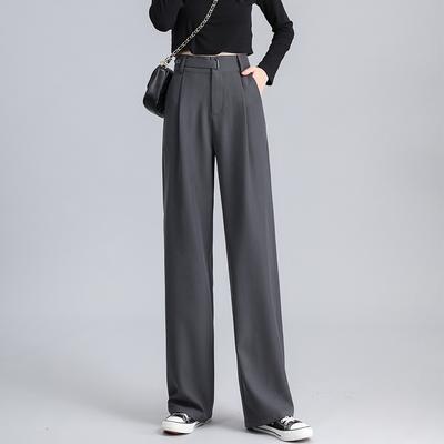 Модные новые однотонные прямые повседневные широкие брюки женские облегающие с высокой талией свободные женские длинные брюки для офиса простые брюки 26034
