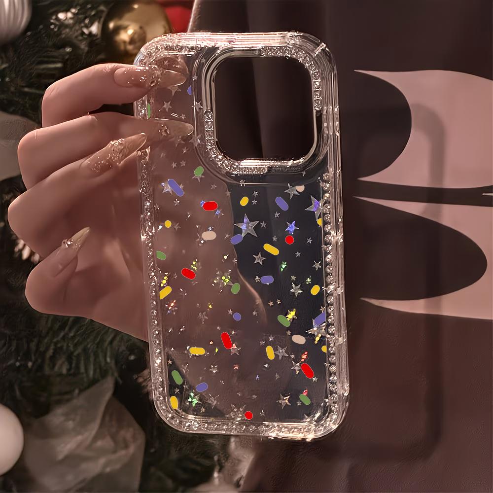 Чехол для телефона с принтом в горошек и стразами, подходит для iPhone 17 16 15 14 13 12 11 Pro/Max/Plus, противоударная задняя крышка