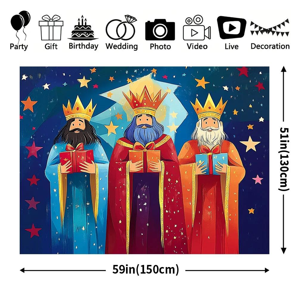 A set of Christmas Happy Photography Banner with Three Wise Men Pattern suitable for festive celebrations