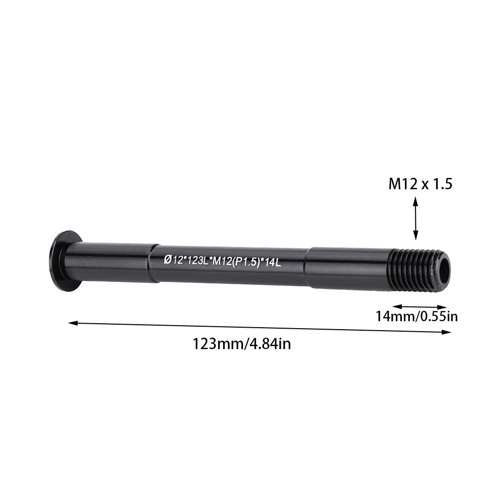 Durable M12 X 1.5 Thread Bike Thru Axle Black Aluminium Alloy Front Hubs Lightweight Fork Thru Axle for Road Bike,Mountain Bike