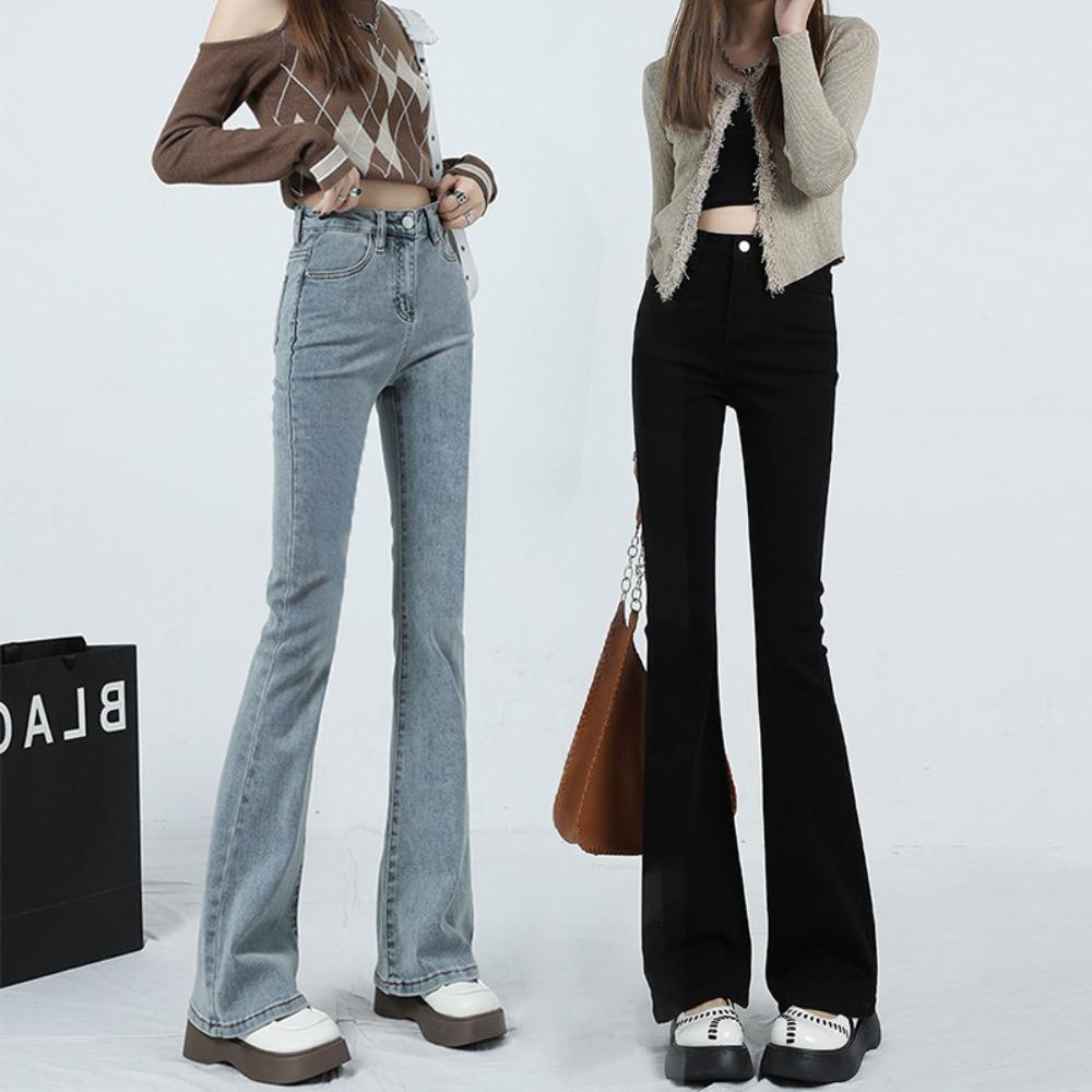 American Korean Version of Micro-pull Jeans Women's Summer Small High Waist Slim Fit and Tall Retro Jeans