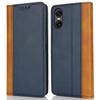 For Sony Xperia 10 VI Case Calf Texture 3 Card Slots Color Splicing Leather Phone Cover