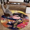 1pc Anime Design Round Carpet - Office Chair Mat with Golden Floral Pattern, Non-Slip Rug for Home Decor