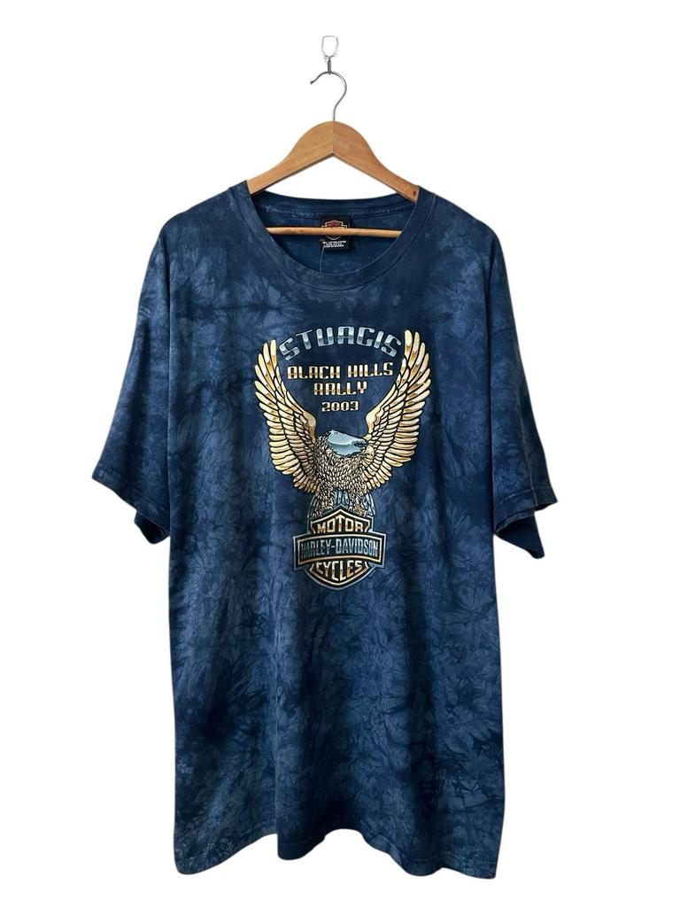 Винтажная футболка Harley Davidson Sturgis Rally Мужская 2XL Синий Тай-дай 2003 США