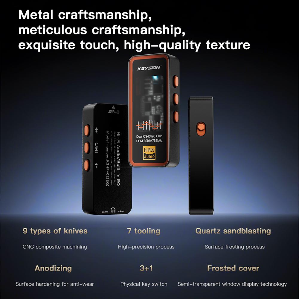 KEYSION Двухканальный ЦАП CS43198, аудиодекодер 768 кГц DSD256, USB Type-C на 3,5/4,4 мм, усилитель для наушников HiFi без потерь для iOS, Android и ПК.