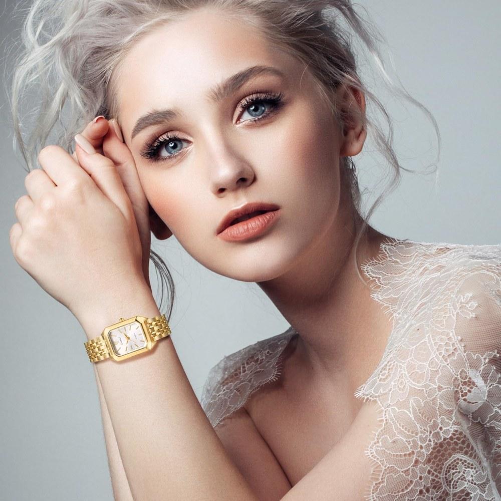 JEWELRYWE Женские золотые аналоговые часы Водонепроницаемые Модные Кварцевые Повседневные Деловые Аксессуар Подарок для неё