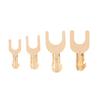 100Pcs U-Shaped Brass Cable Lugs - 3.2/4.2/5.2/6.2MM Grounding Fork Terminals & Bare Butt Connectors