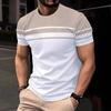 Летняя мужская мода 3D футболка Сращивание Печатный Colorblocking Повседневный Приталенный Короткий рукав Для улицы Спорт Бег Фитнес Топ