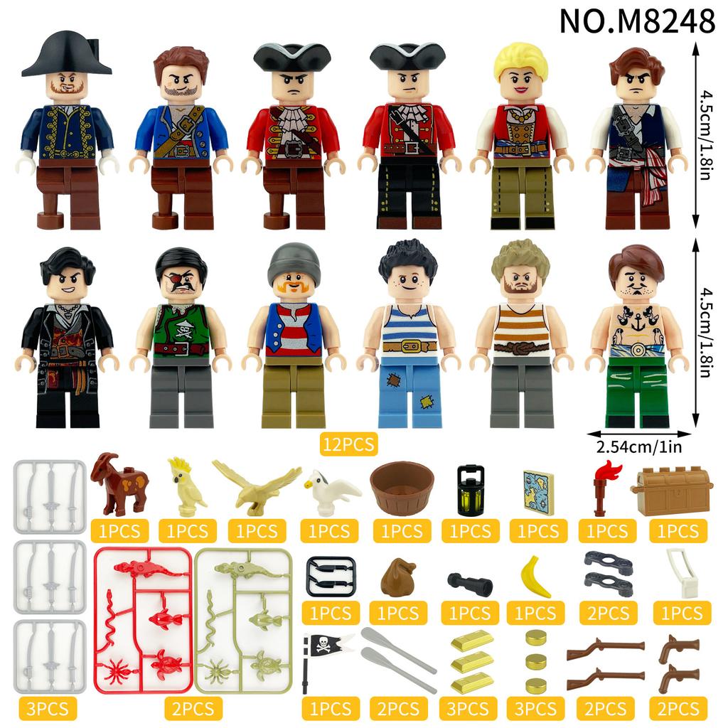 MOC Креативная серия Пиратская банда Персонажи-моряки Конструкторы