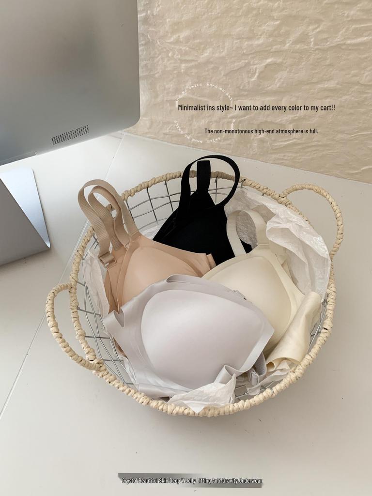 Желейный Мягкий Бесшовный Тонкий Бюстгальтер из Ледяного Шелка для Женщин - Поддержка Маленькой Груди, Предотвращение Провисания, Без Косточек, Собирающий Стиль