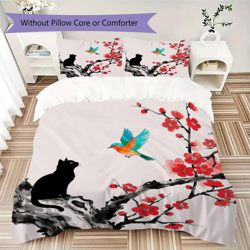 Traditional Ink Pattern Bedding uilt Set uilt Cover Pillowcase Home Decoration Birthday Gift (1 * duvet cover + 2 * pillowcase without core)