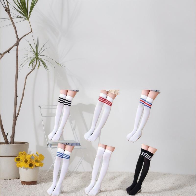 Girls' Stockings Summer Thin Sweat-Absorbing Striped Children'S Socks Medium Tube Mosquito-Proof Knee Socks Boys' Students Long Socks