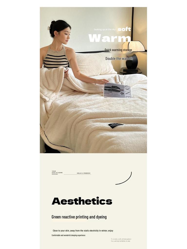 Luxurious Thick Half-Sided Plush Blanket for Autumn & Winter - Perfect for Sofa or Office Naps