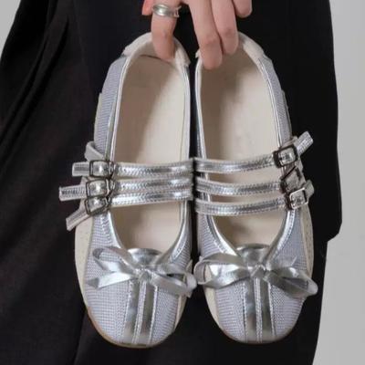 Модные женские туфли на плоской подошве, осенние, новые, с круглым носком, с неглубоким носком, с бабочкой на мягкой подошве, противоскользящие, износостойкие, низкие туфли